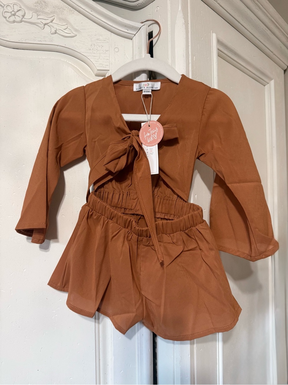 Bailey’s Blossoms Rust Tie-Front Romper